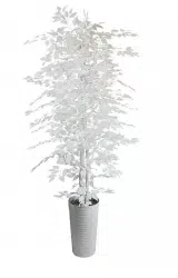 White Ficus Tree 7.5'  Decorative White Metal Pot